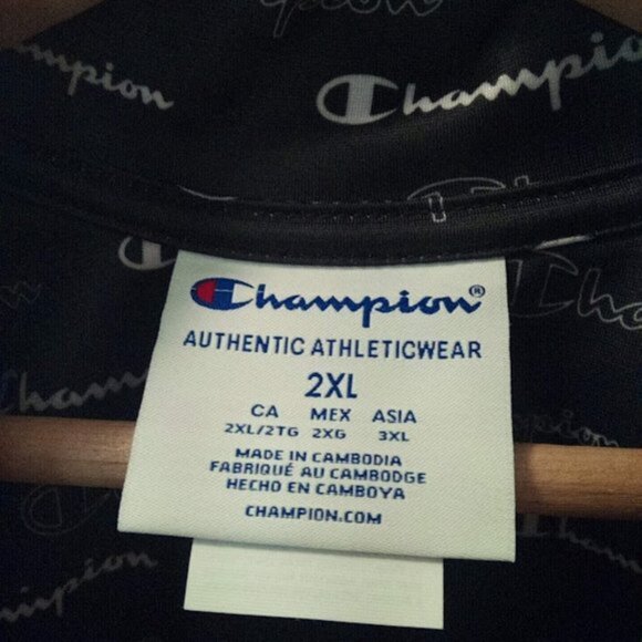 Champion Black Monogram Long Sleeve Cuffed Wrist Zippered Track Jacket WM US 2XL - Picture 3 of 12